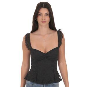 LUCY IN THE SKY BLACK LACE TOP